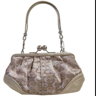 Dust Bag COACH 3597 Kiss Lock Signature Canvas Leather Beige Gold Handbag - image 1 of 4