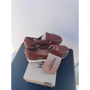 BEARPAW Huaraches Lena Saddle Brown Woven Leather Slip On Loafer Shoes Size 5 - Picture 1 of 5