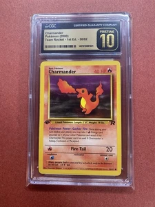CGC Pristine 10 2000 1st Edition Team Rocket Charmander 50/82 psa - Picture 1 of 4