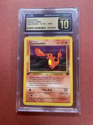 CGC Pristine 10 2000 1st Edition Team Rocket Charmander 50/82 psa - Image 1 of 4
