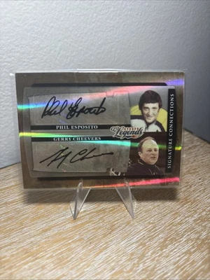 2008 UD Playoff Hockey Legends Autograph Phil Esposito Gerry Cheevers #98/100 - Image 1 of 2