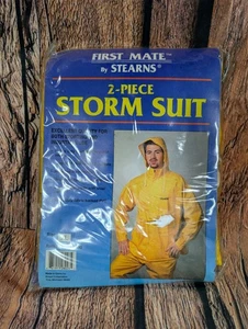 Stearns First Mate Vintage Rain Suit 2 Piece Yellow PVC Storm Gear Size XL New - Picture 1 of 5