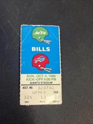Boleto Ken O'Brien 288y 2TD 10-5-1986 Jets Bills Bruce Smith 2 sacos KELLY Foto 1 de 2