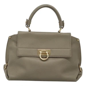 Auténtico bolso de mano Salvatore Ferragamo Sofia de cuero gris - Imagen 1 de 22