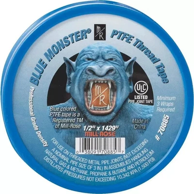 Blue Monster Tape 70885 PTFE Teflon Thread Tape 1/2" x 1429" - Image 1 of 4