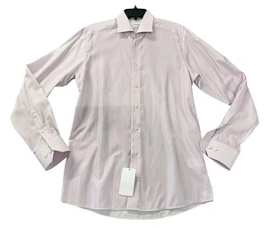 NUEVA Camisa de Vestir Para Hombre Eton Ajuste Contemporáneo Geométrico Micro Estampado Rosa Talla 15 - Imagen 1 de 4