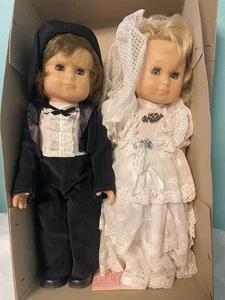 Vintage Gotz Braut und Bräutigam Puppe braune Haare blonde Haare 19 Zoll - Bild 1 von 7