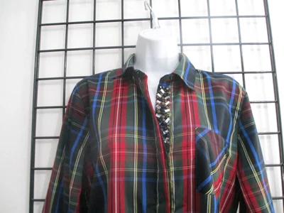 ORVIS 🌸 TALLA 14==BLUSA AZUL VERDE ROJO A CUADROS/MANGA LARGA CUELLO CON CUENTAS Foto 1 de 4