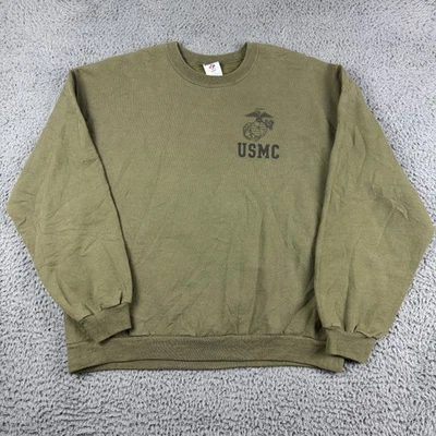 Sudadera USMC Para Hombre Grande Verde Oliva Cuello Redondo Marines Hecha en EE. UU. Jerzees Foto 1 de 4