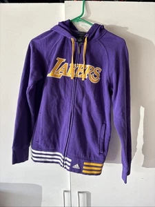 ADIDAS LOS ANGELES LAKERS NBA FULL ZIP HOODIE SWEATSHIRT PURPLE Adult Sm - Picture 1 of 4