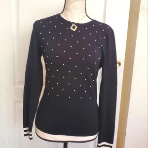 Karen Millen black sweater with pearls sz M - Picture 1 of 4