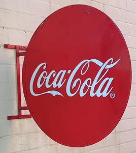 Original Vintage Double Sided Coca Cola Metal  Shop Coke Sign Advertising 24'' - Picture 1 of 12