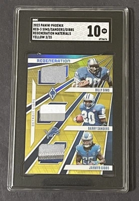 2023 年凤凰城 Barry Sanders Jahmyr Gibbs 比利模拟人生三张布贴 /35 - SGC 10 — 第 1/2 张图片