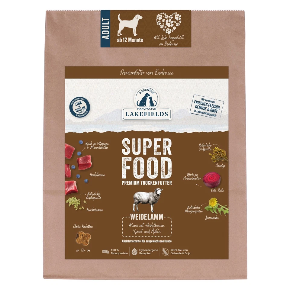 LAKEFIELDS MANUFAKTUR - SUPERFOOD - Trockenfutter, Lamm 61% 1kg - Bild 1 von 1