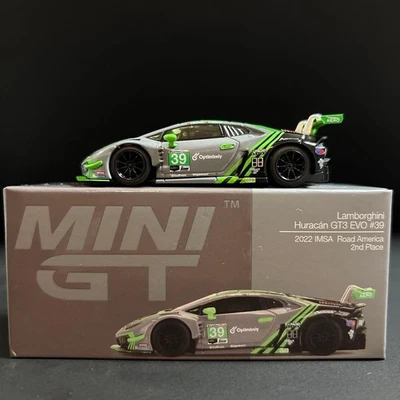MINI GT 1/64 Lamborghini Huracan GT3 EVO IMSA Model Car Collectible - Image 1 of 4