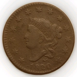 Cabezal de corona de centavo grande 1820/19 N2 R2+ ¡Video de detalles en estado bastante bueno! - Imagen 1 de 4