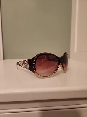 Gafas de sol Ed Hardy 25003 con marco de estrás rosa con lentes degradadas marrones *LEER* Foto 1 de 4