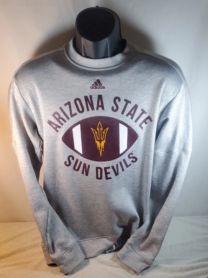 Arizona State Sun Devils Adidas   Crewneck Football  Sweater Medium  Gray - Image 1 of 4