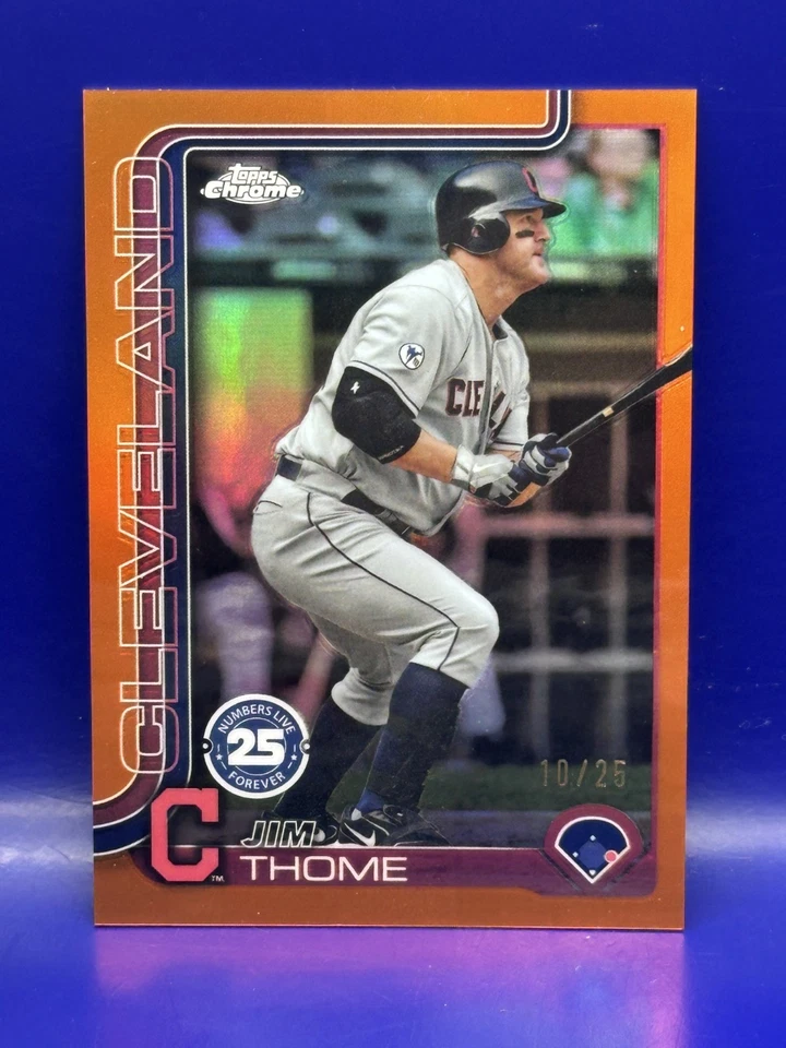 2025 Topps Chrome Jim Thome Numbers Live Forever Orange 10/25 Cleveland Indians Foto 1 de 2
