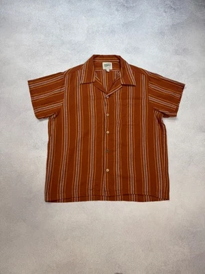 NakedFamous Denim Sahara Stripe Brick Aloha Shirt Japanese Size L Cotton/Linen - Image 1 of 4