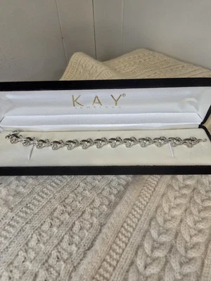 Brazalete Kay Jewelers Diamante Negro Blanco Esterlina Nuevo En Caja 13 Gramos Foto 1 de 4