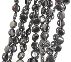 12 mm ORGÁNICO JET GEMSTONE NEGRO BOTÓN CÍRCULO REDONDO PLANO CUENTAS 12 MM 7,5 pulgadas - Imagen 1 de 1