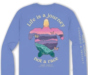 Simply Southern NEW sea turtle Life is a Journey Not a Race Tee Shirt Medium - Picture 1 of 8
