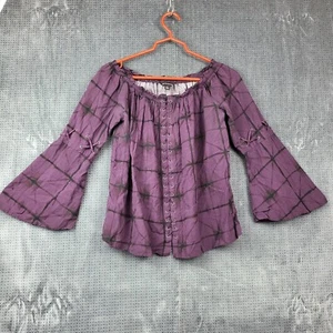 Rock & Republic Peplum Top Women's Medium Purple Front Tie Flare Sleeve - Picture 1 of 9