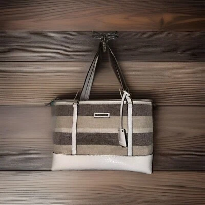 Dana Buchman Tan Canvas Striped Tote - Image 1 of 4