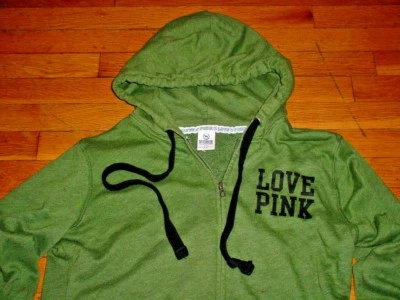 Victoria Secret Pink Full Zip Hoodie Jacket Green/Black-Logos Womens Small - Image 1 of 3