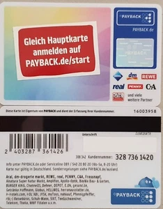 Payback Karte " dm-drogerie markt " - Kennung : 16003958 (233b-Z) - Bild 1 von 1