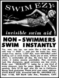 Vintage Swim-Ezy Invisible Swim-Aid Adjustable Under Suit Inflatable Rare NOOB - Picture 1 of 8