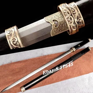 Damascus Folded T10 Steel KungFu Tang Jian Battle Ready Chinese WUSHU Dao Sword - Picture 1 of 12