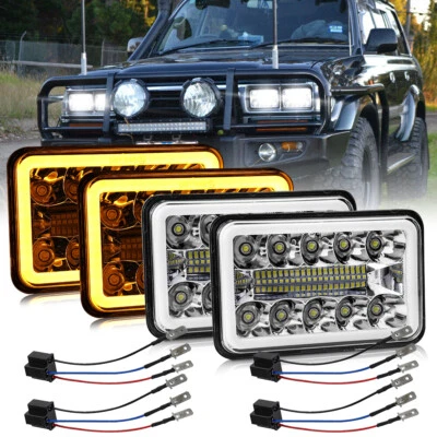 4pcs 4x6" Inch Square LED Headlights Replacement For 60 80 Series w/H4 Adapters - image 1 of 4