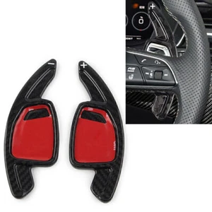 Carbon Fiber Black Steering Wheel Shift Paddle Fit Audi RS4 RS5 RS7 2020-22 RS6 - Picture 1 of 9
