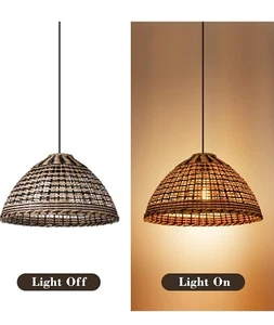 Arturesthome Natural Bamboo Pendant Light, Hand-Woven Wicker Lighting Fixture... - Picture 1 of 19