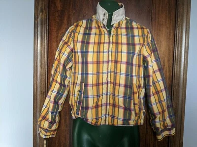 Vintage Handmade Zipper Plaid Jacket youth or women's xs yellow red green OOAK - Image 1 of 4