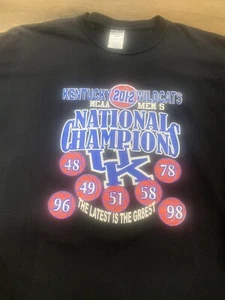 VINTAGE UK Kentucky Wildcats 2012 National Champions Black Blue T-Shirt 2XL - Picture 1 of 4