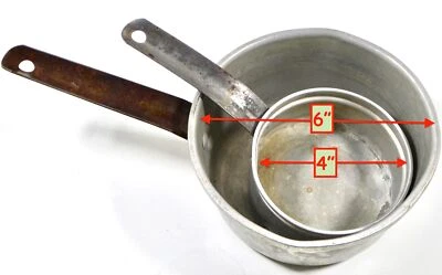 Aluminum One Quart & One Cup Sauciers Scoops Repurpose - Image 1 of 4