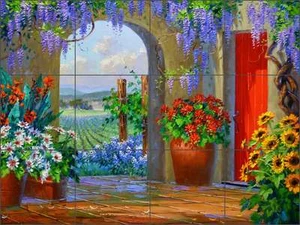 Piastrella ceramica murale cucina backsplash Senkarik vigneto cortile arte MSA170 - Foto 1 di 1