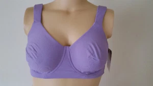 R NWT Comfort Choice UW Petal Boost Bra Full Coverage Purple Terry Lined - Picture 1 of 4