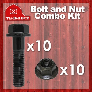 (10) M10-1.5x80 Class 10.9 DIN Hex Flange Bolts & (10) M10-1.5 Flange Lock Nuts - Picture 1 of 3