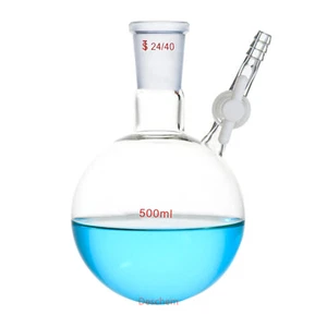 500ml 24/40 Glass Reaction Flask W/PTFE Stopcock Lab Chemistry Reactor Bottle - Picture 1 of 1