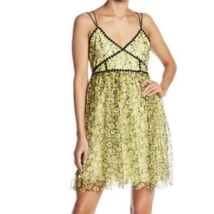Romeo & Juliet Couture Dress Women's Small Yellow & Black Spaghetti Strap Mini - Picture 1 of 6