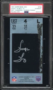 1991 Super Bowl 25 XXV Full Ticket Blue PSA AUTO Thurman Thomas Giants v Bills - Picture 1 of 3