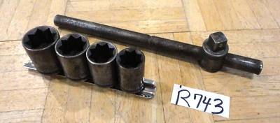 CRAFTSMAN TOOLS VINTAGE 1/2 DRIVE 8 POINT SOCKETS + BREAKER BAR RARE CIRCLE H Foto 1 de 4