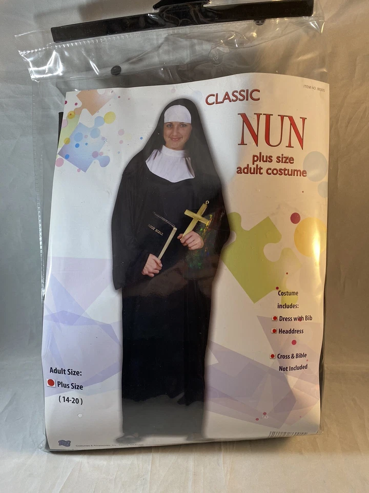Классический костюм для Хэллоуина для взрослых Nun Mother Superior большой размер 14-20 сделано в США - Изображение 1 из 1