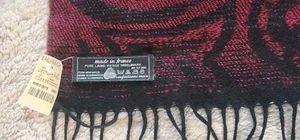 Vintage Pure Laine Vierge Colors Black Red Plaid Pure Wool Scarf France NWT - Picture 1 of 4