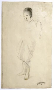 Katie Blackmore (1890–1957) Drawing. Japanese woman and baby, signed - Picture 1 of 6