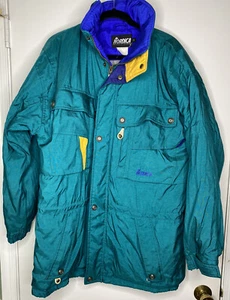 Nordica Sportsystem L Vintage Green Blue Ski Jacket With Hood - Picture 1 of 7